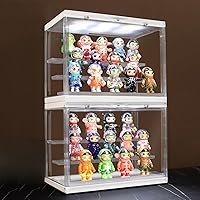 Vista 13 de Vitrina de acrílico transparente para exhibición de figuras Pop Mart, vitrina de almacenamiento Funko Pop con iluminación, a prueba de polvo