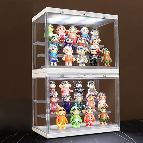 Miniatura 13 de Vitrina de acrílico transparente para exhibición de figuras Pop Mart, vitrina de almacenamiento Funko Pop con iluminación, a prueba de polvo