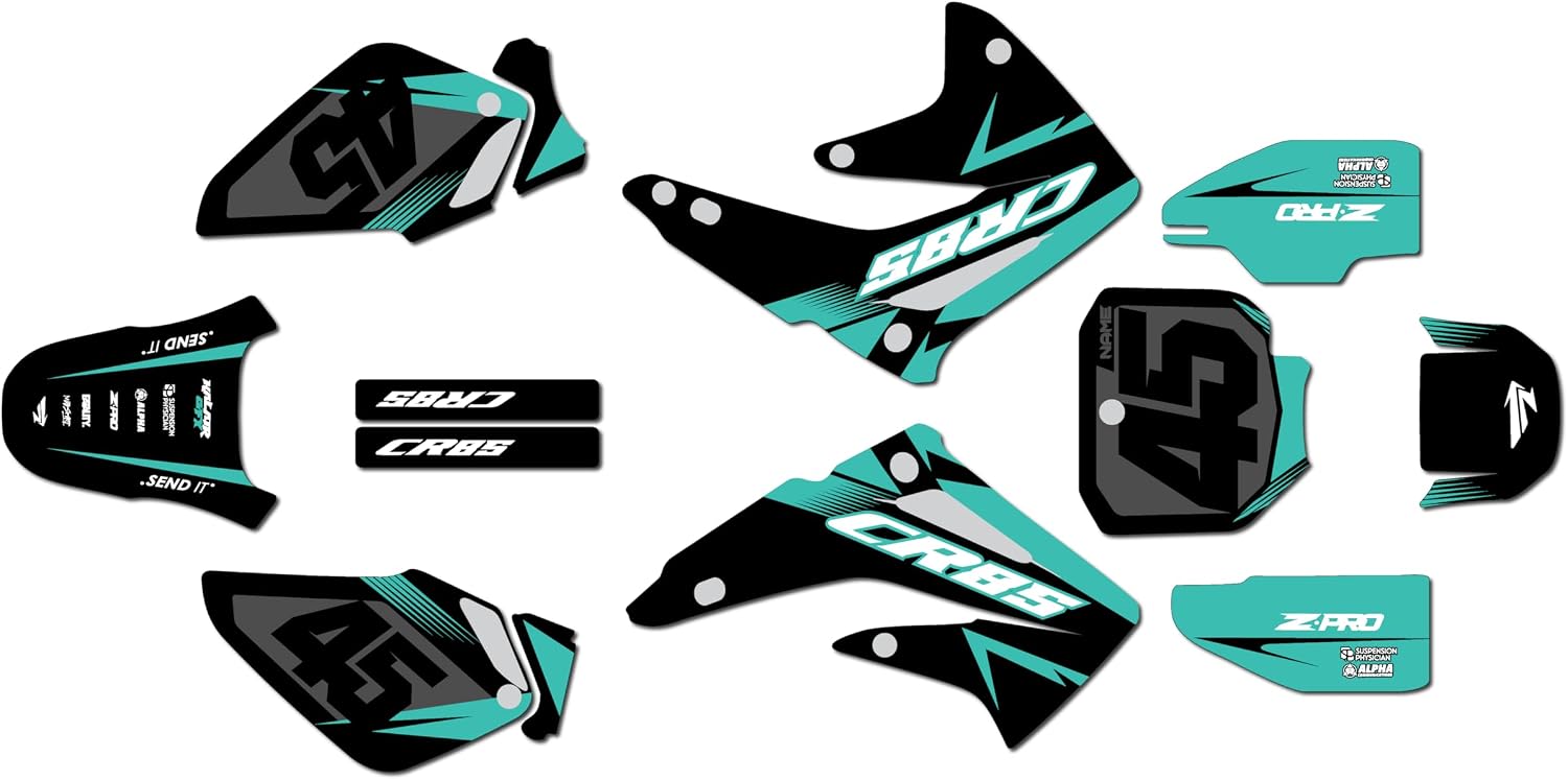 Graphics Kit for Honda CR85 (2003-2014) DIVISION Series Red 9 Mil - Easy Go - Dirt pit bike motorcycle stickers, dirtbike racing automotive decal motocross accessories no-plastics