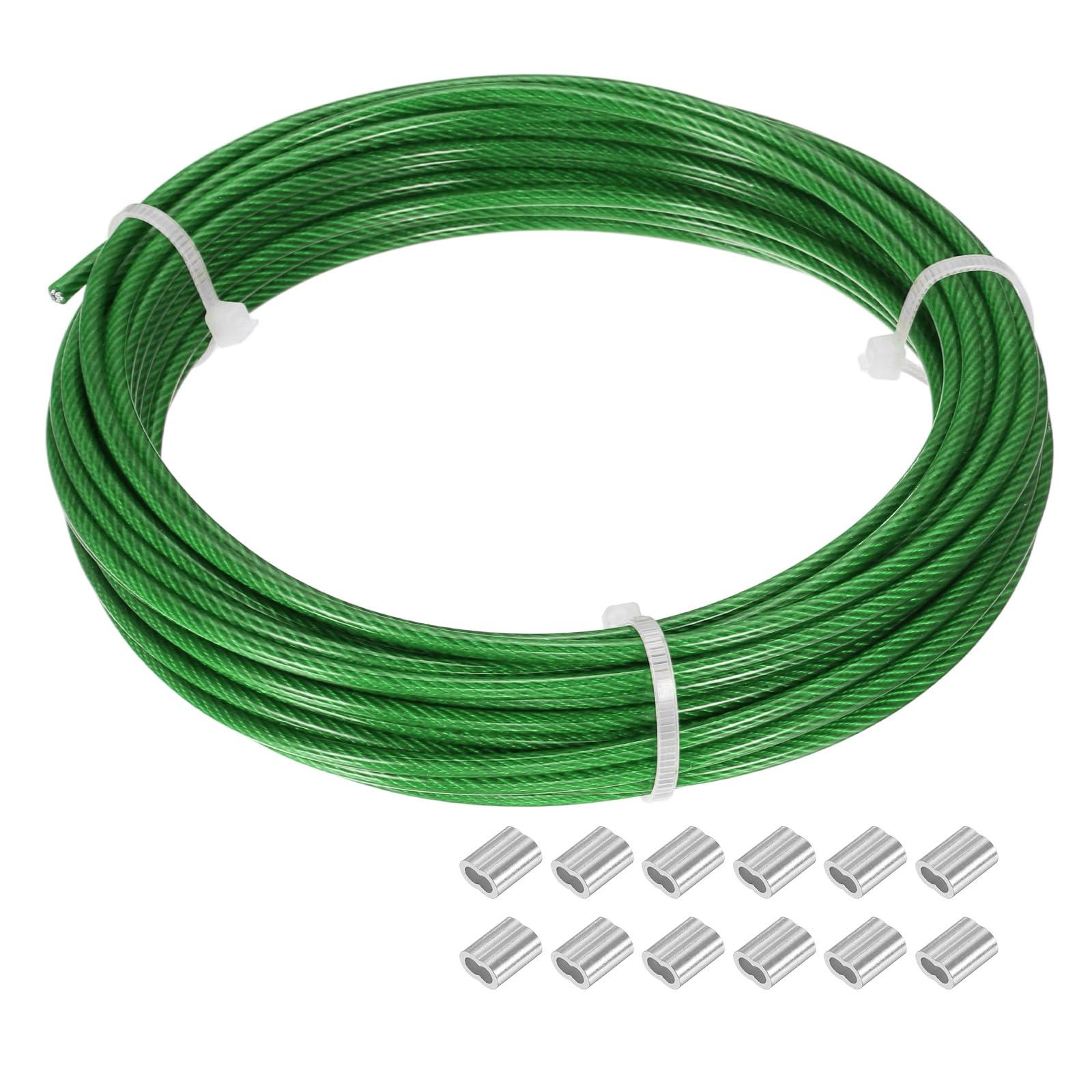 Cuerda de alambre de 1/8 de acero inoxidable 304 de 32.8 pies con manguitos M3 PATIKIL 8