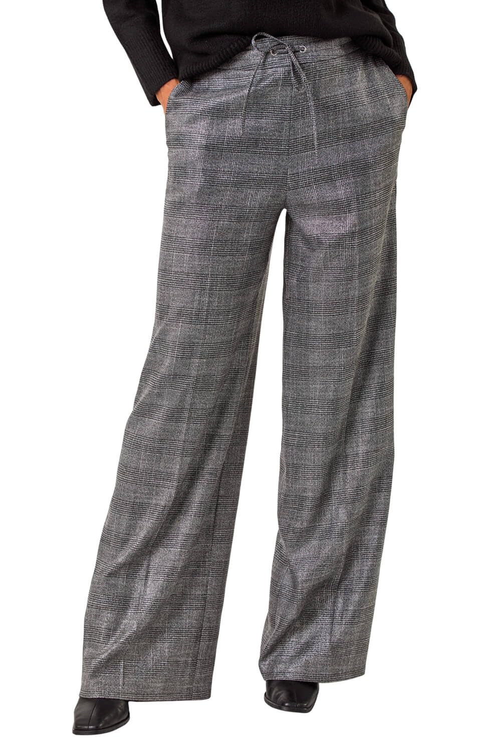 Roman Wide Leg Trousers for Women Ladies Linen Dressy Joggers Sweatpants Lounge Tracksuit Bottoms Palazzo Yoga Jogging Gym Casual Loungewear Daywear Work Holiday - Grey - Size 10