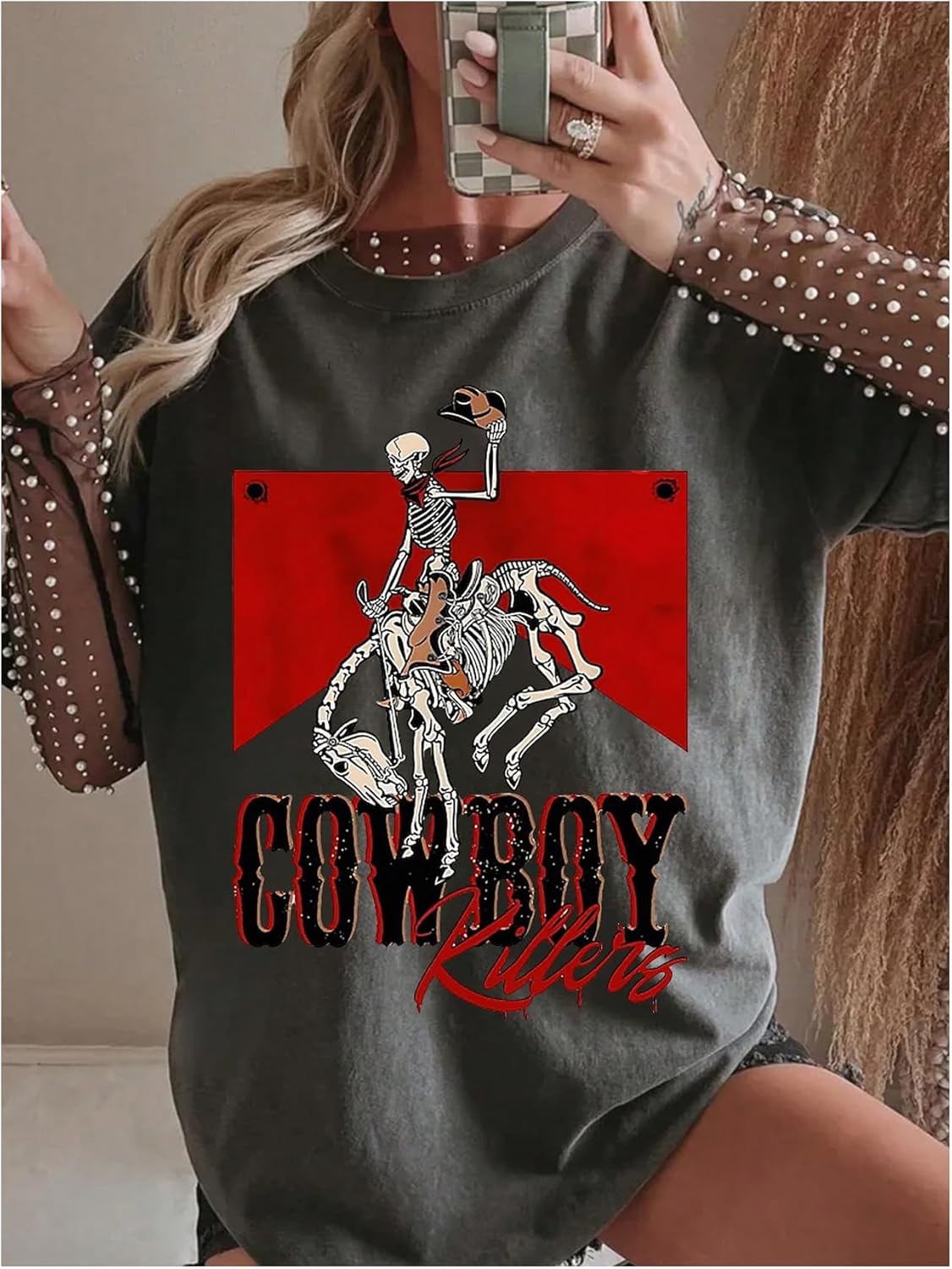 SOLY HUX Women's Summer Vintage Graphic Tees Short Sleeve Oversized T Shirt Western Rodeo Country Concert Tops - Image 3