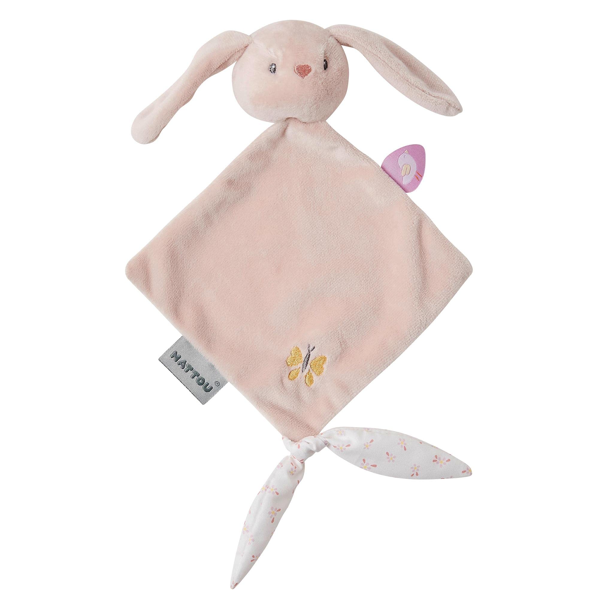 Nattou Mini doudou de poliéster, Conejo Pomme, Compañero Desde el Nacimiento, Aprox. 28 cm, Alice y Pomme, Rosa