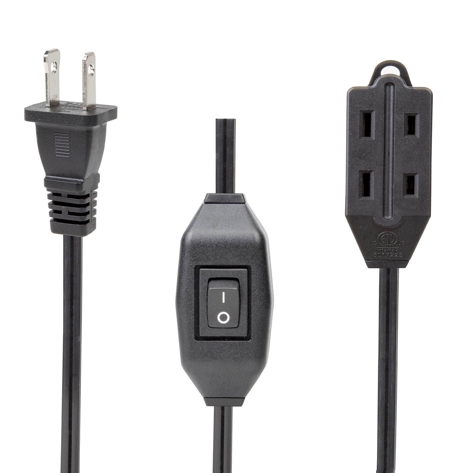 Plugrand 2-Prong Extension Cord, 2FT With 3 Outlets & Switch | 16AWG, 13A, UL Listed, Black - View #4