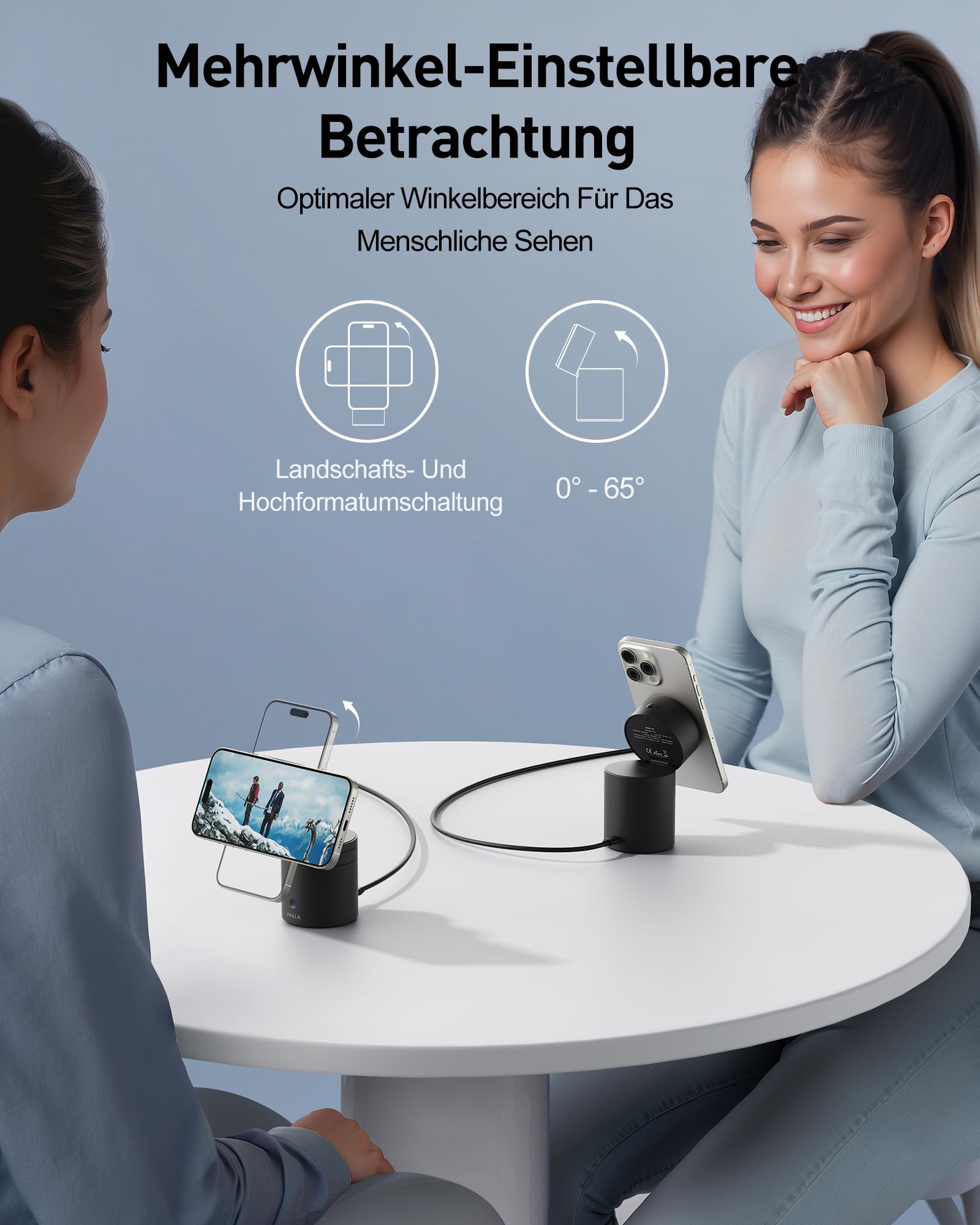 iWALK 3 In 1 Wireless Ladeständer Mit Automatischer Rotation, Ladestation Mit Magnet Für Apple Geräte, 15W Klappbare Wireless Ladestation Für iPhone 17 16 15 14 13 12 & Apple Watch & Airpods