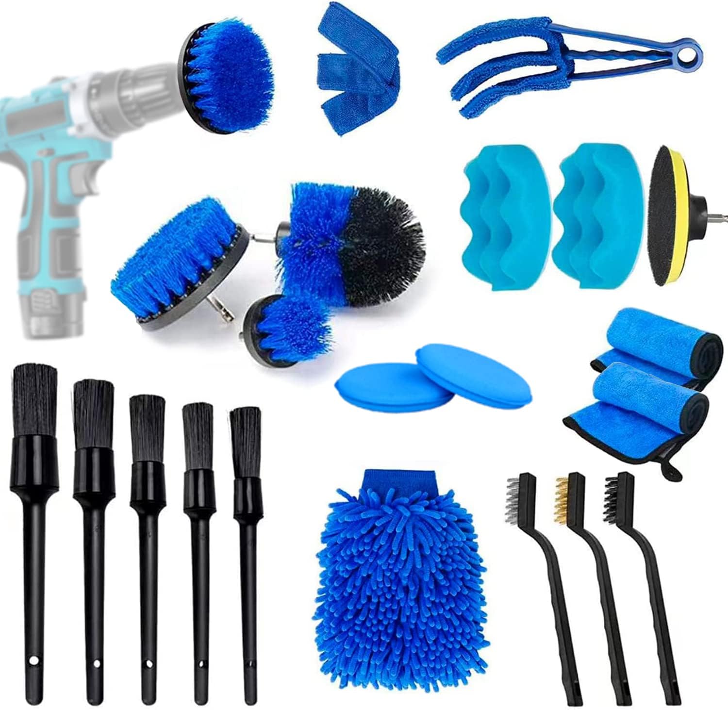 22PSC Kit de Lavado de Coche, kit limpieza auto,Cepillo de Limpieza