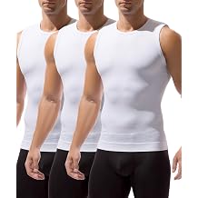 Casey Kevin Mens Shapewear Tank Top Sleeveless Compression Shirt Slimming Vest Gynecomastia Tummy Control Undershirts 3 Pack