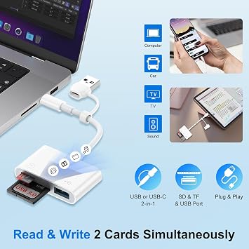 USB C to USB SD Card Reader for Samsung Galaxy S26 Ultra/S25/S24/S23/S22