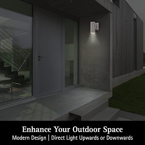 Miniatura 9 de Ultralux Lámpara de pared moderna LED de 12 pulgadas, color negro mate, lámpara de pared para puerta delantera, lámpara de 2000 lúmenes, lámpara