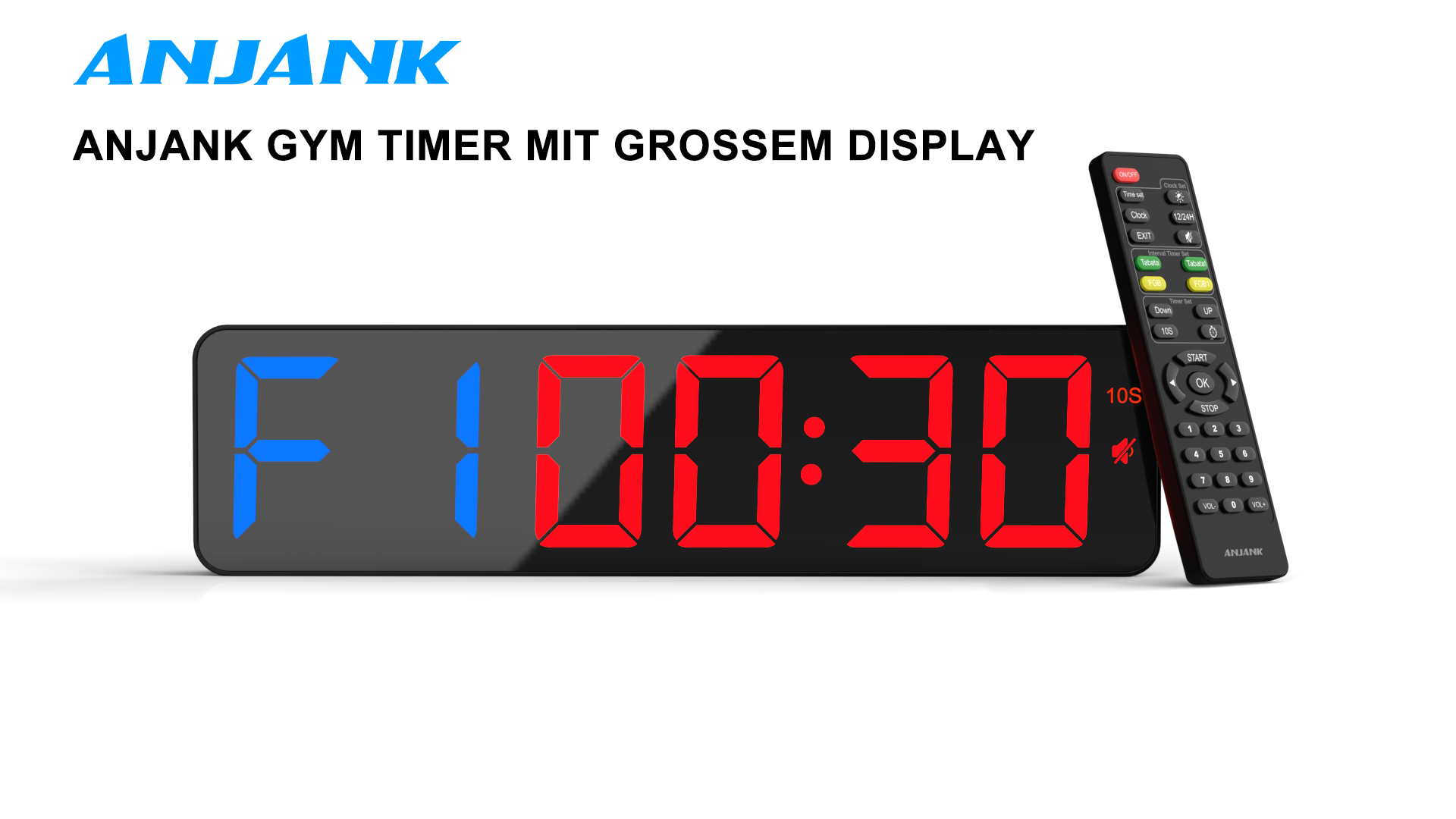 ANJANK Fitness-Timer, große LED-Wanduhr, 38,1 cm, Intervall-Timer