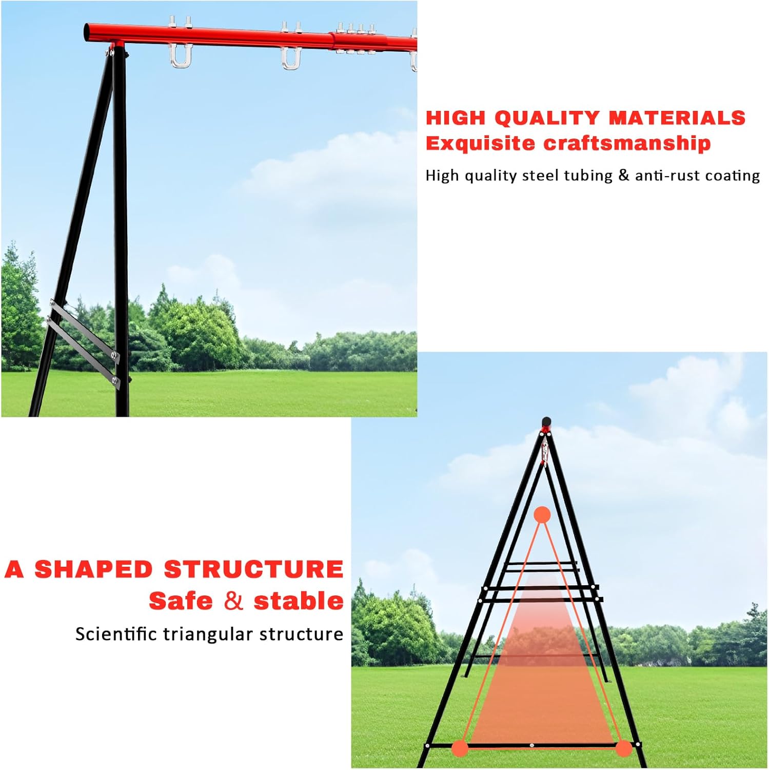 Swing Stand Frame 2 Seats, Swing Sets for Backyard, Hammock Chair Stand Only, Max Load 550Lbs, for Patio, Playground, Park(Swing not Included)