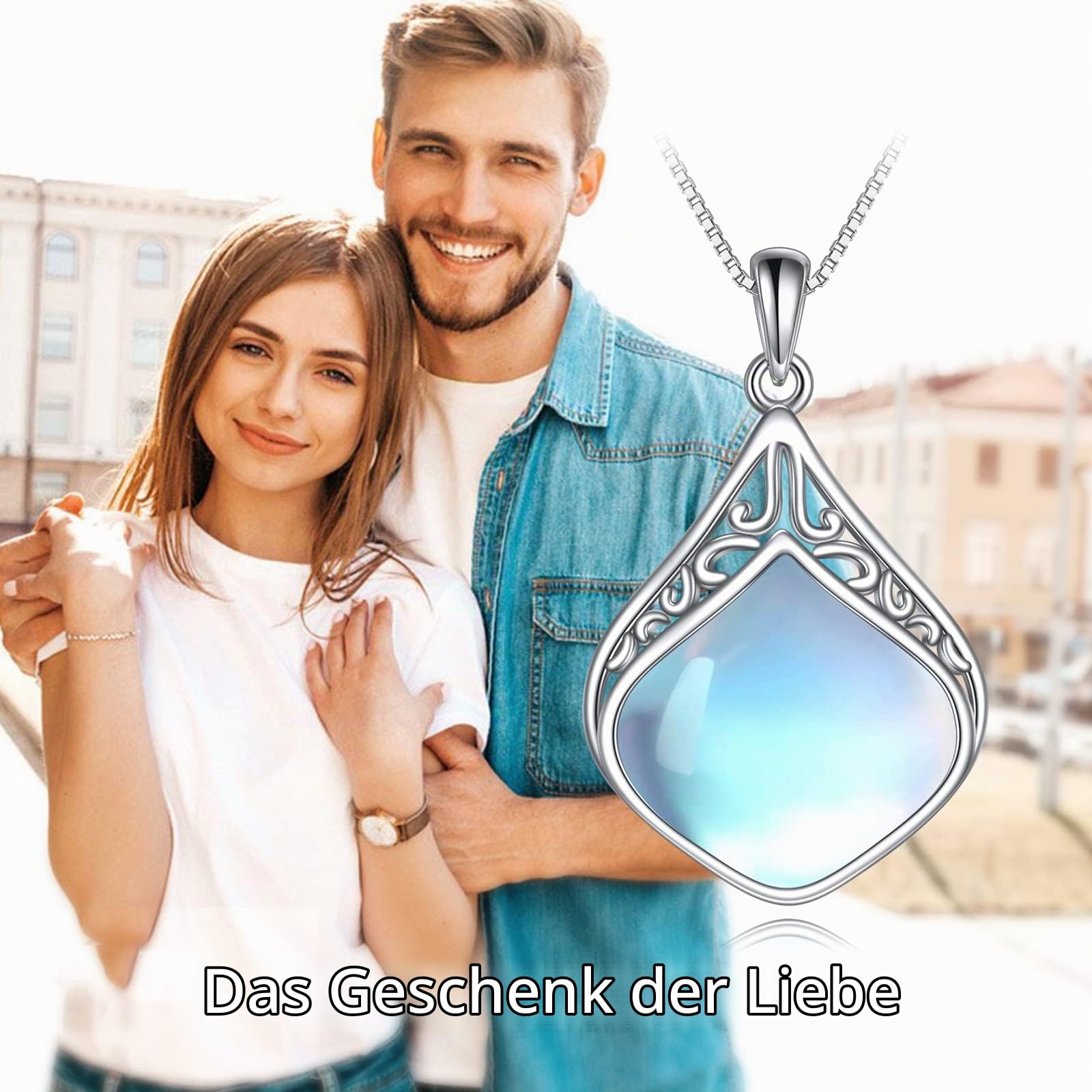 YAFEINI Tropfen Kette Sterling Silber Vintage filigrane Naturstein Tropfen Anhänger Halskette Schmuck Geschenke für Damen Mädchen