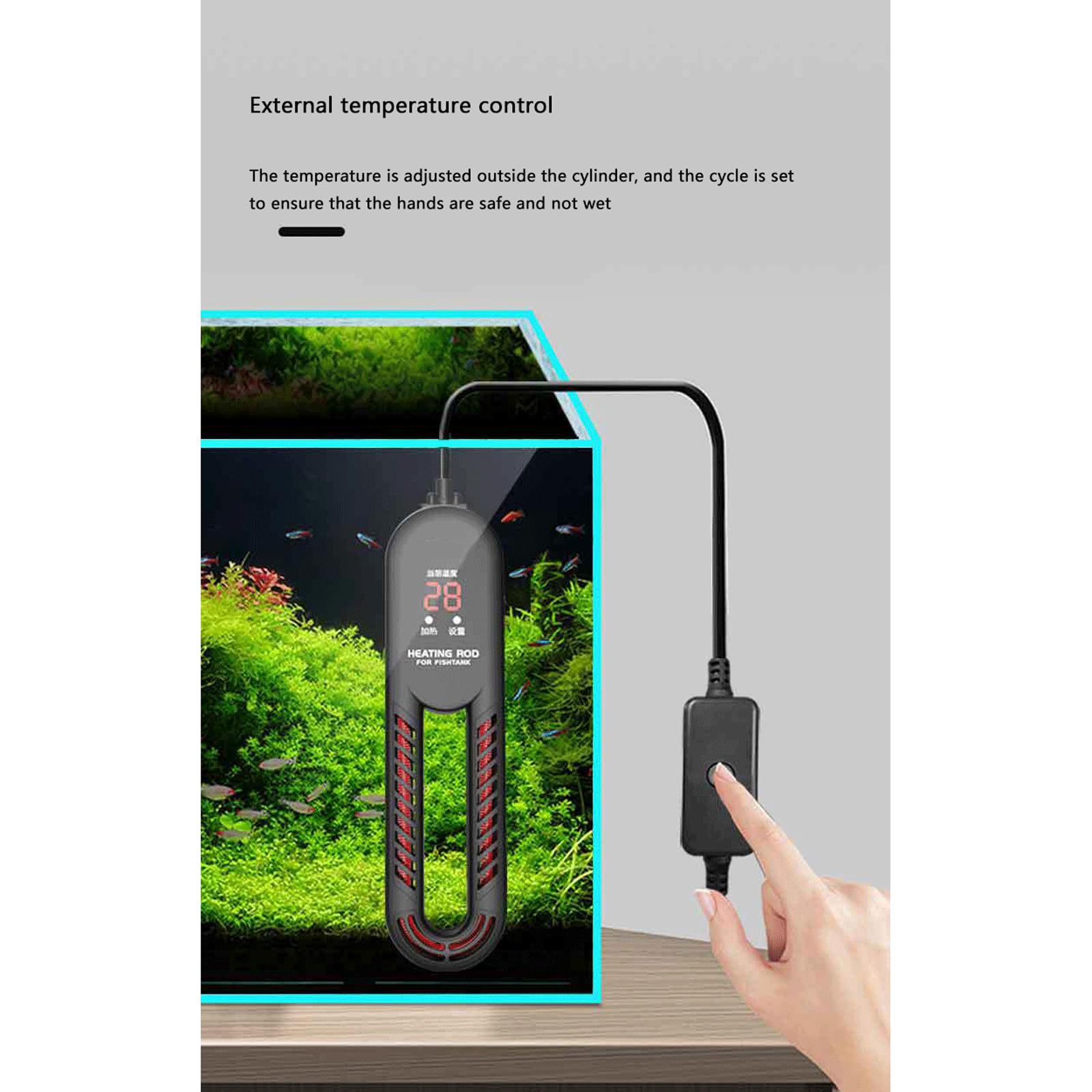Riscaldatore per Acquario con Asta riscaldante Automatica a Temperatura costante per Acquario in Fibra di Carbonio a infrarossi, 500W (500W)