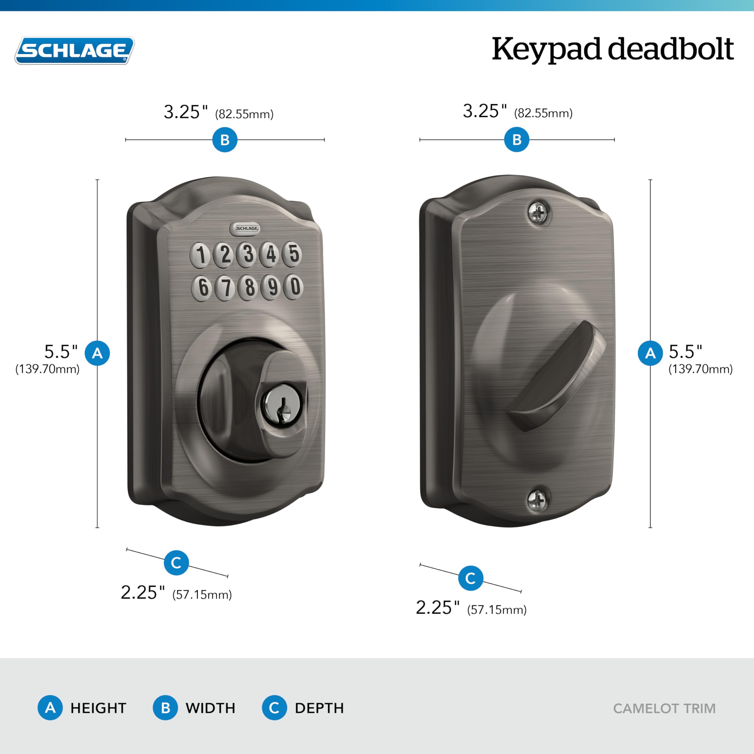 ●値下げ◆キャメロットCAMELOT ◆ＰＭ－６００　◆高音質アップ◆銘機受賞 Schlage Camelot Electronic Keypad Deadbolt Lock, Keyless Front