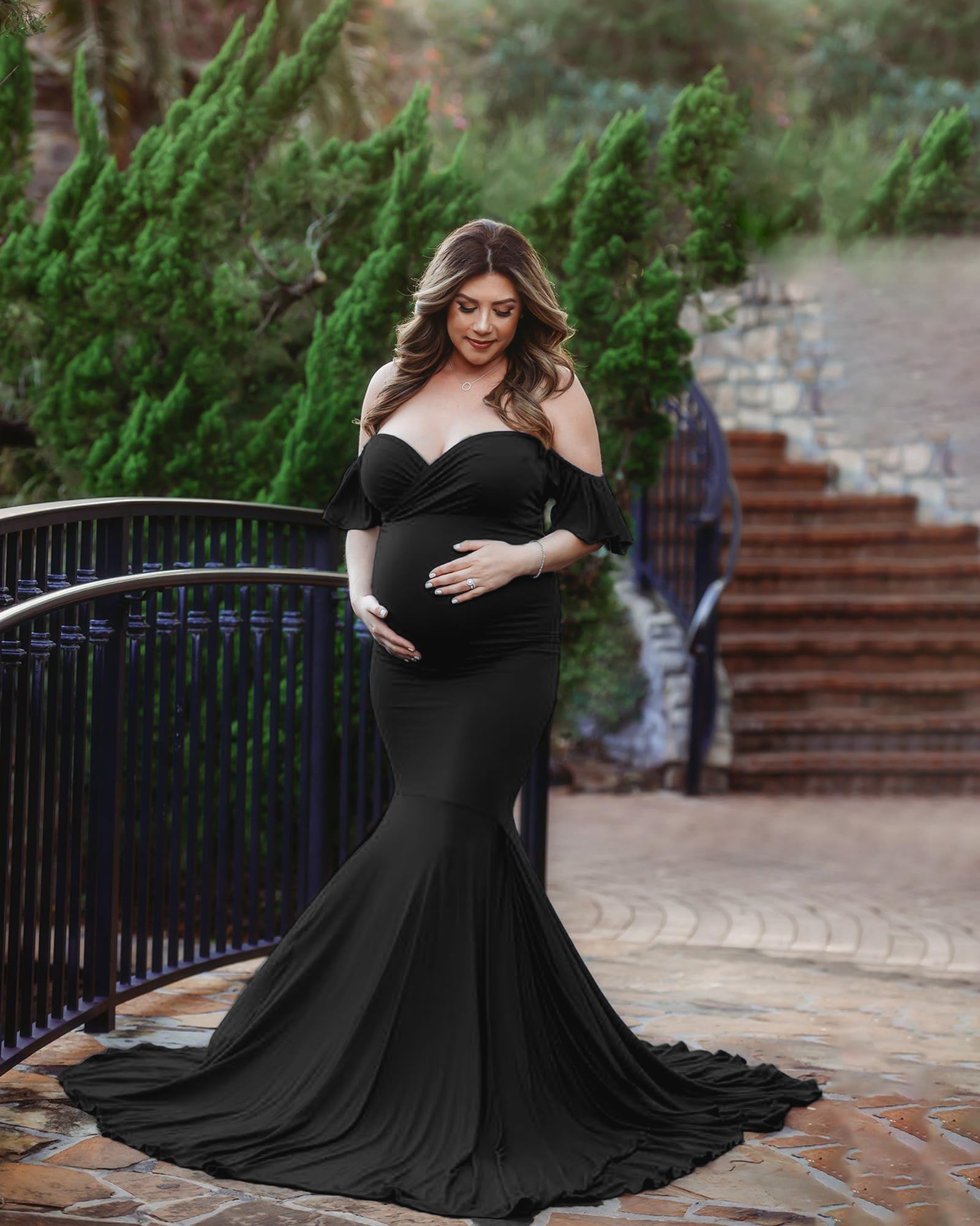 Saslax Vestido de fiesta de nacimiento para mujer con volantes