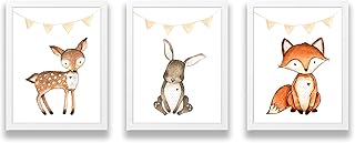 Nursery Prints - Set of Nursery Prints - Nursery Wall Picture - New Baby Print - Woodland Animals Prints - Watercolour Forest Animals Print
