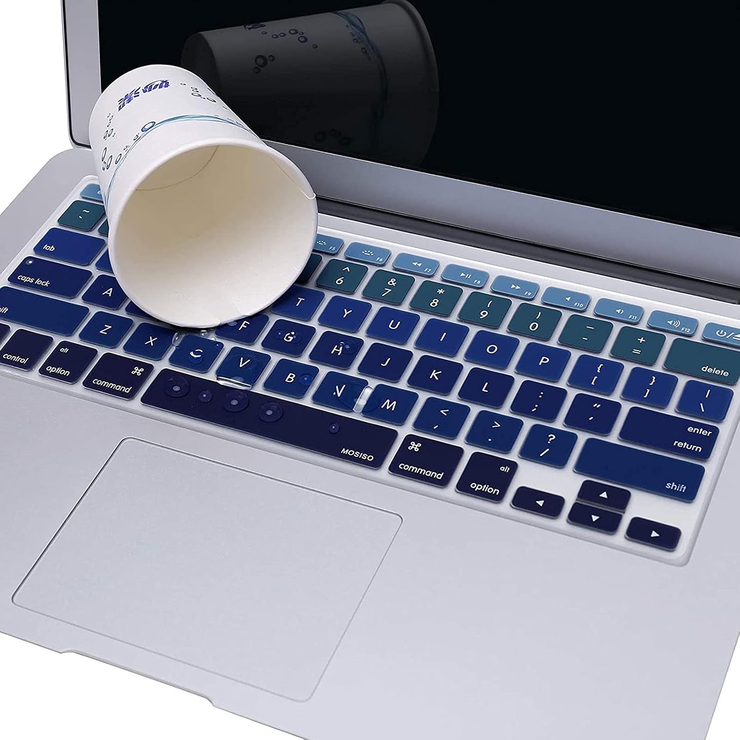 MOSISO Keyboard Cover with Pattern Compatible with MacBook Pro 13 inch, Pure Light Blue & Deep Blue