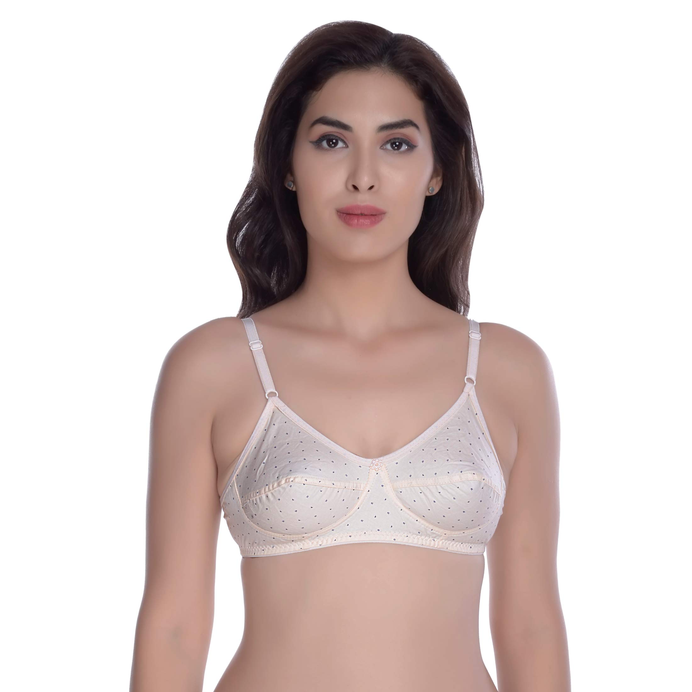 Body Best Fanna Printed Non-Padded Cotton Silk Bra (32) (Skin, 30)