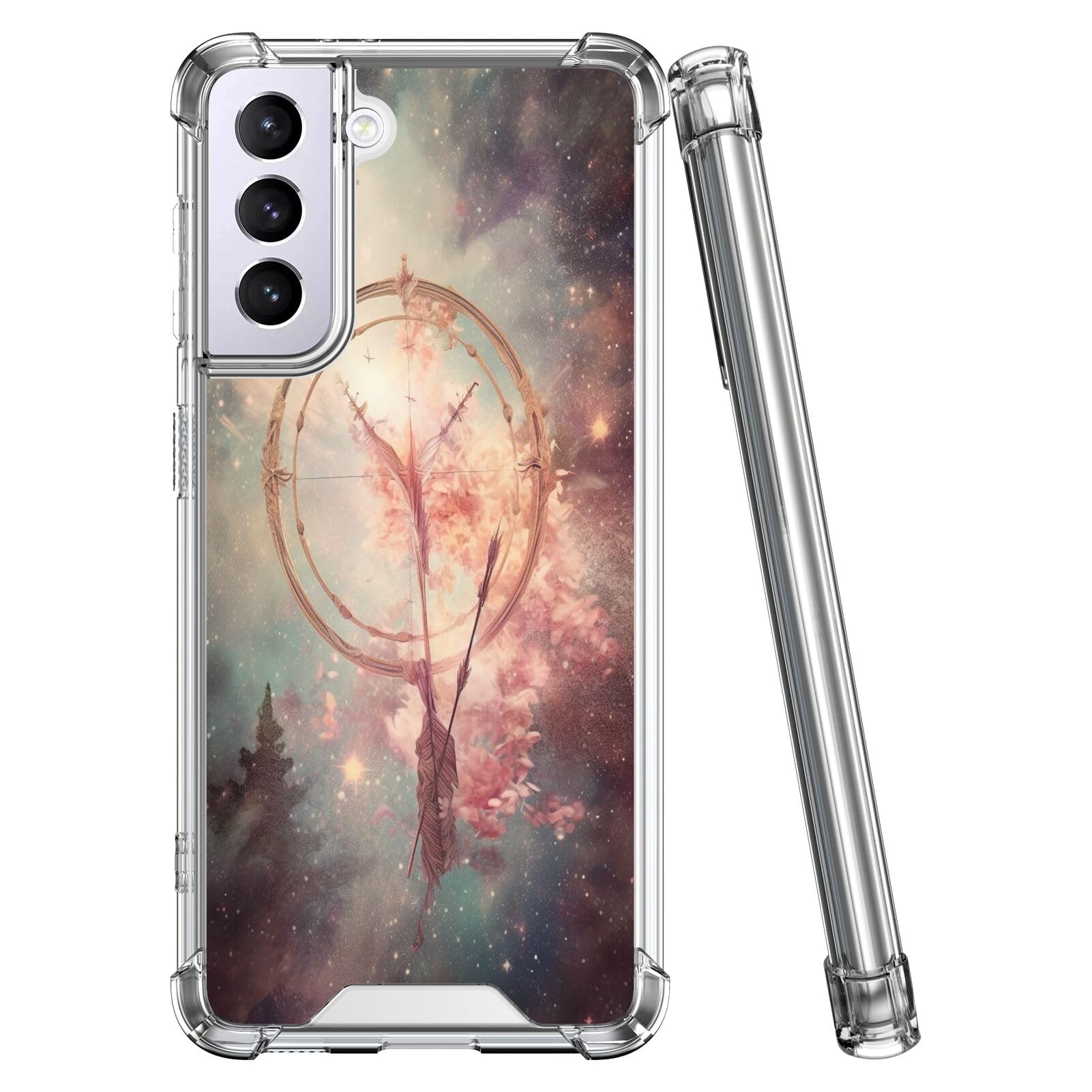Xioolia Transparent Phone Case Compatible with Samsung Galaxy S21 Shock-Absorbing Anti-Scratch Clear with Four Corner Bumper and Sagittarius Designer Art44 Pattern