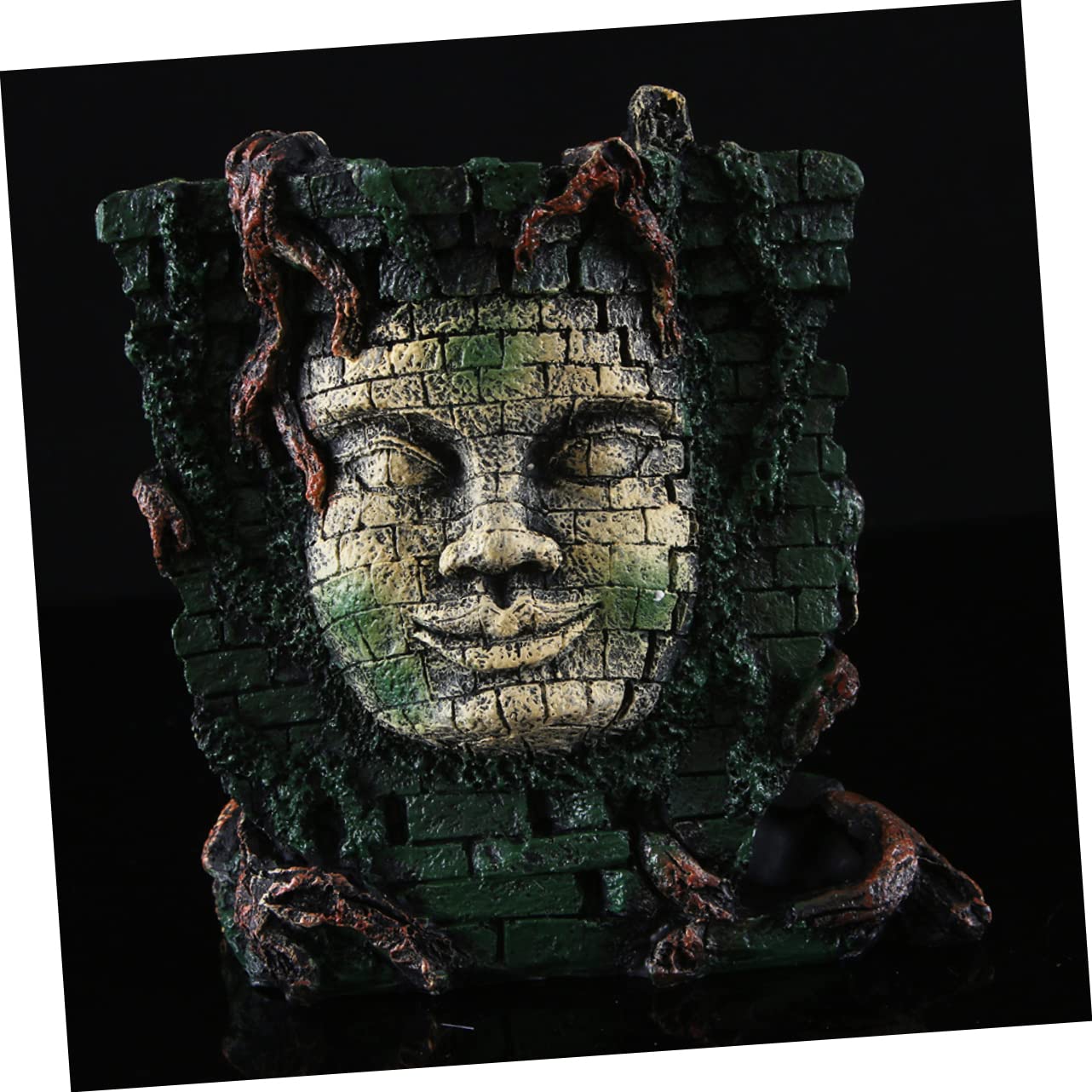 Aquarium Ornament aus Kunstharz, Maya Porträt, Wasserpflanzen Deko, 1 Stück