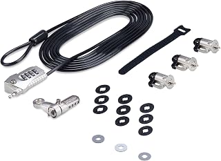 StarTech.com Laptop/Desktop & Peripheral Lock Kit, Theft-Deterring Security Lock, K-Slot, 10ft (3m) Steel Cable, 3X Devices