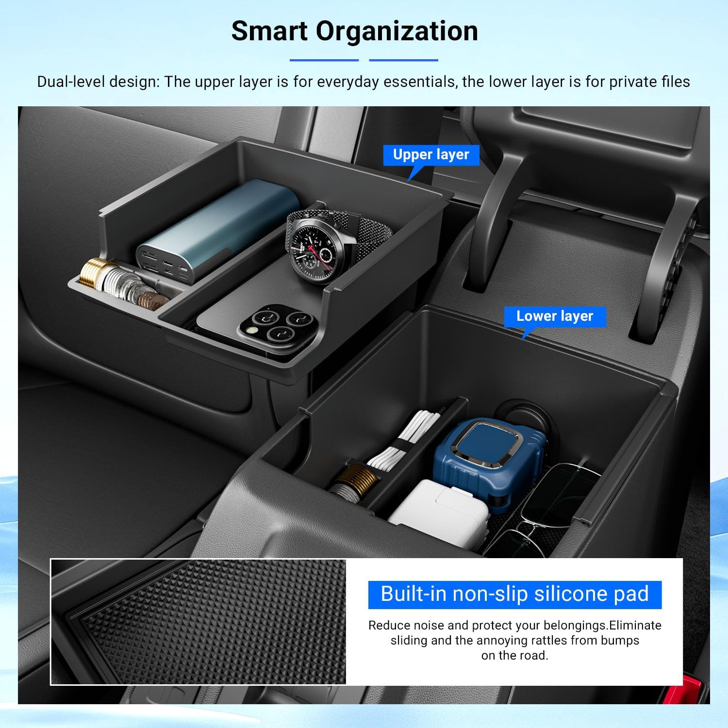 PTYYDS Center Console Armrest Cover Compatible with 2021-2024 Ford Bronco Armrest Lid Protector Cover Center Console Organizer Replacement for 2021-2024 Ford Bronco Accessories