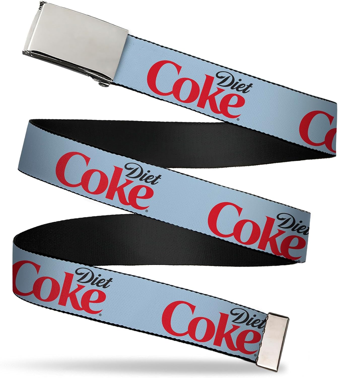 Adjustable Belt, Clamp Buckle, Cut-to-Fit, Diet Coke Logo Light Gray Black Red