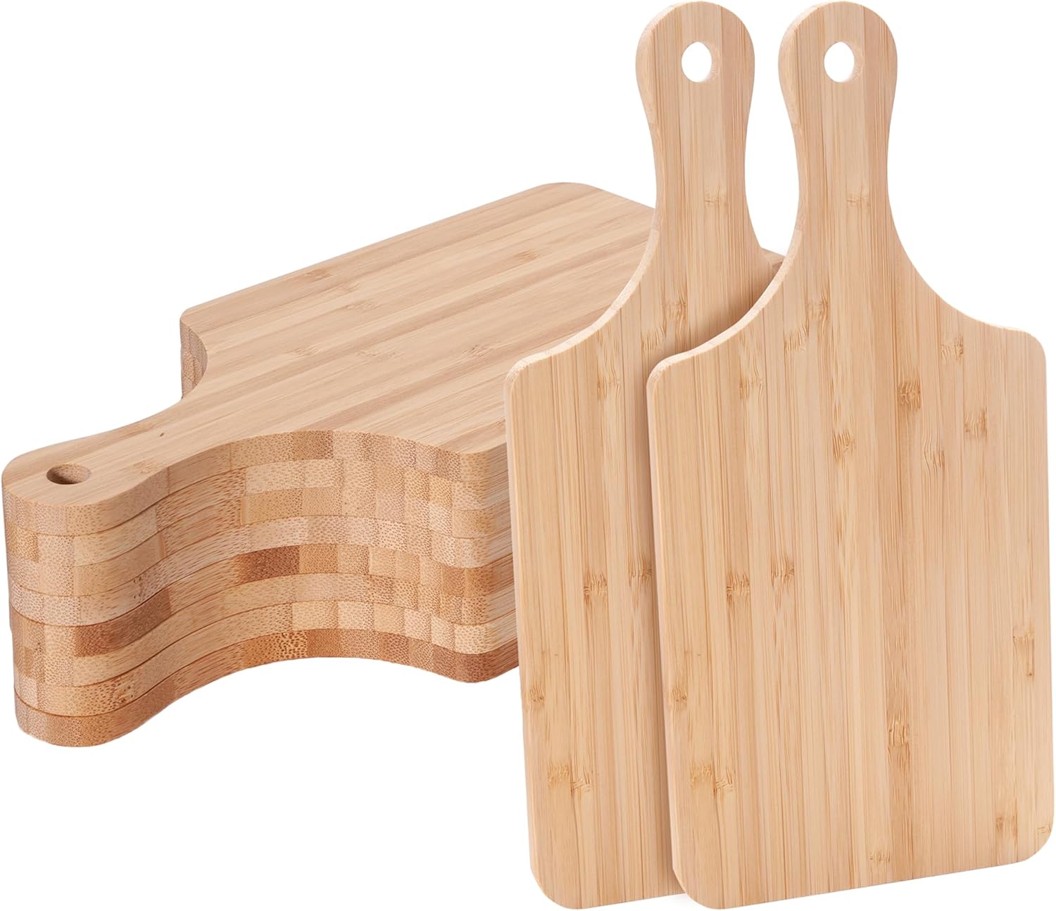 WILLOWDALE 10pcs Wood Cutting Boards for Kitchen, 11" Charcuterie Boards Wood Serving Board for Pizza, Cheese, Dessert, Wooden Cutting Board with Handle Bamboo Cutting Board Set for Fruit Vegetable