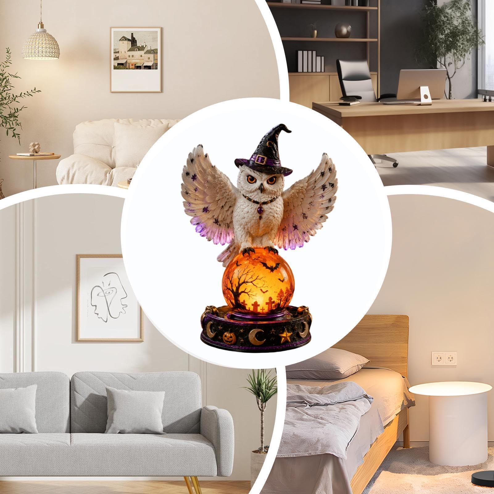 Kryształowa kula Halloween dekoracja świecący kruk duch estetyczna lampka