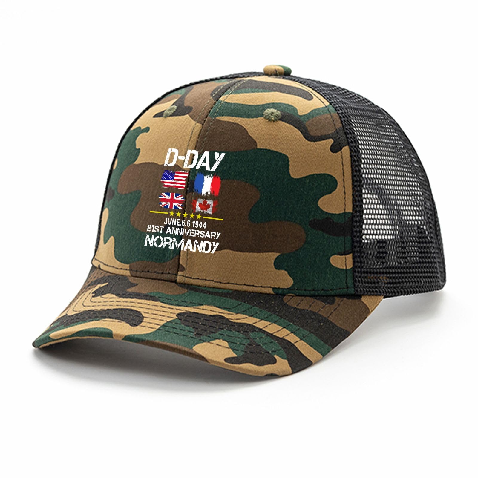 D-Day June 6, 1944 81st Anniversary Normandy Trucker hat Cycling Cap for Son Camo
