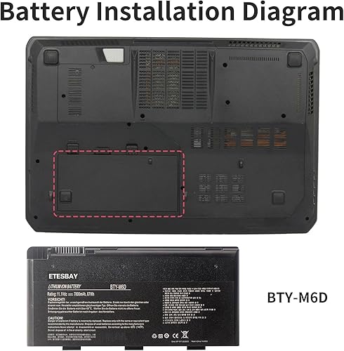 Miniatura 6 de ETESBAY BTY-M6D - Batería de repuesto para portátil MSI GT60 GT70 GX780R GX680 GX780 GT780R GT660R GT663R GX660 GT680R GT783R 11.1V 7800mAh Nuevo 9