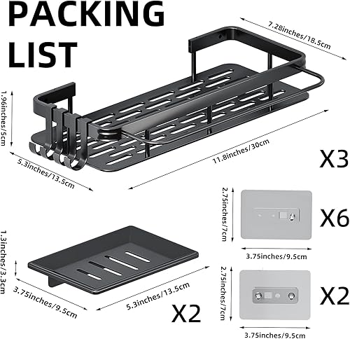 Miniatura 3 de JOYZAN Cesta de estante de ducha, paquete de 5 unidades, organizador de ducha autoadhesivo para decoración del hogar, cocina y baño, organizador con