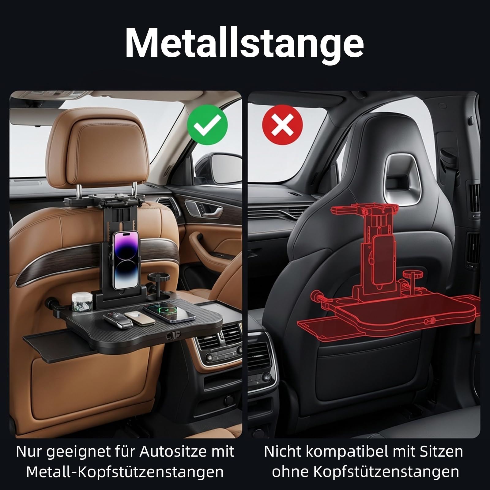 Auto Tisch für Rücksitz Beifahrer,Multifunktionaler Esstisch & Laptophalter
