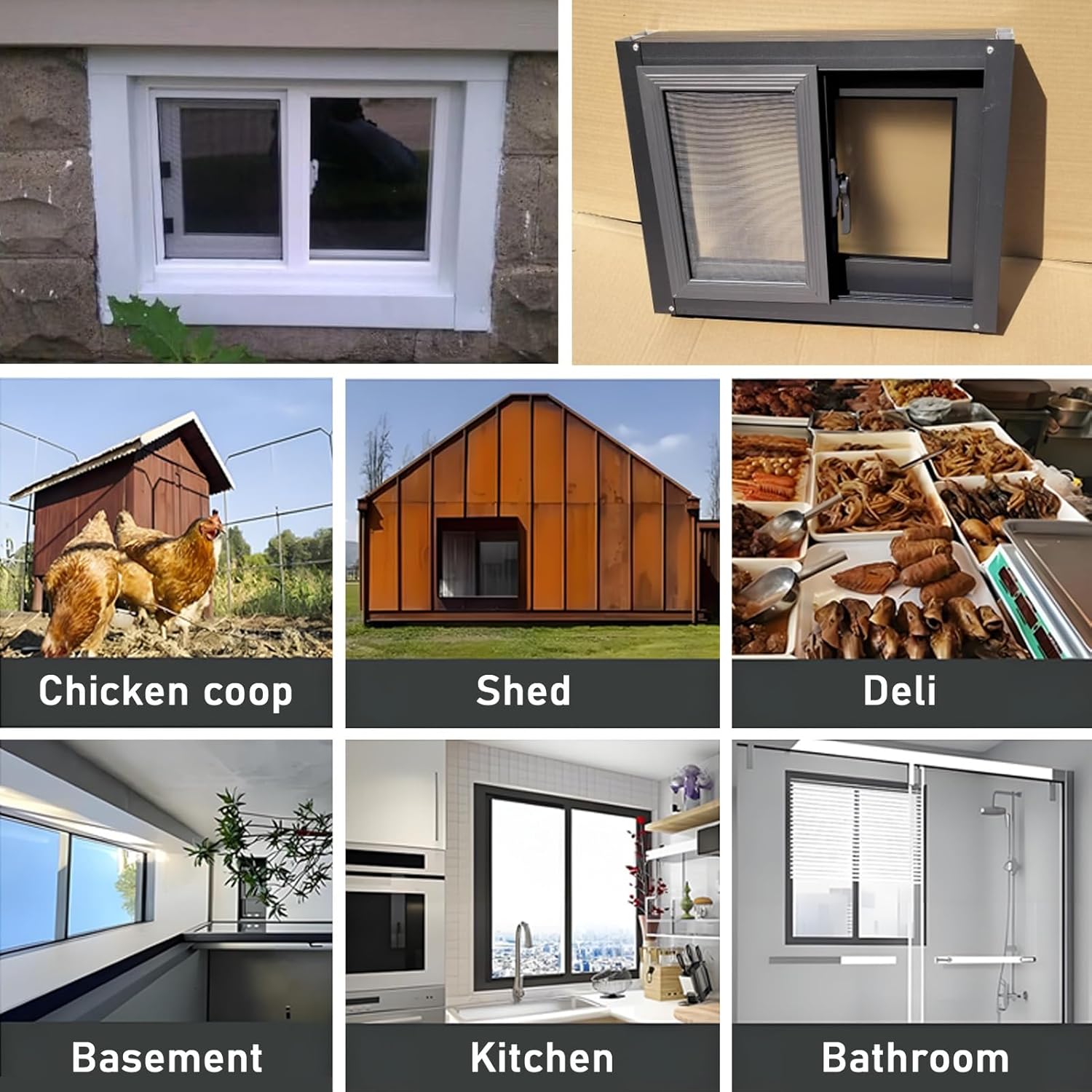 YVYKFZD Horizontal Sliding Window, Ventilation Shed Window, Locking Basement Replacement Windows, Aluminum Mobile Home Windows with Screen and Tempered Glass, for Chicken Coops, Garage(WxH 21x12in/53x