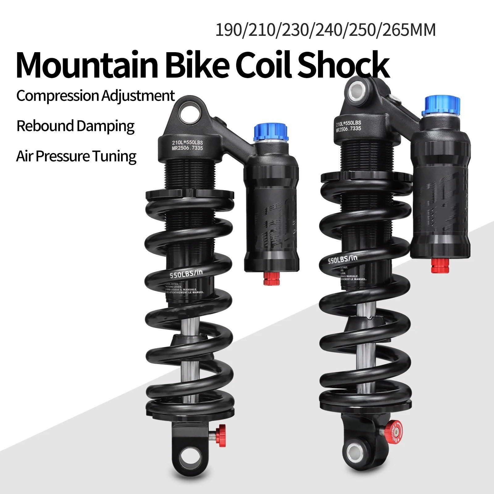 Amortiguador gas presión puntal trasero Amortiguador Resorte RCT2 Para Bicicleta Montaña (190Mm 210Mm 230Mm) Con Ajuste Presión Aire Amortiguación, DH XM MTB.(240mm)
