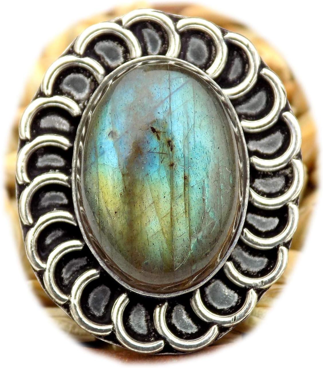 Labradorite Ring, Silver Plated Ring, Handmade Ring, Women Jewelry, Adjustable (Size- 8 USA) BRS-11794