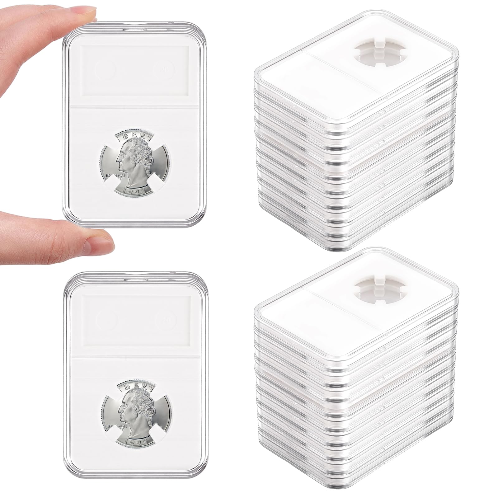 40 unidades de 38 mm para monedas, soporte de presentación, dólar plateado, soporte para monedas, acrílico transparente, caja de almacenamiento para Morgan Peace IKE Silver Liberty Barber