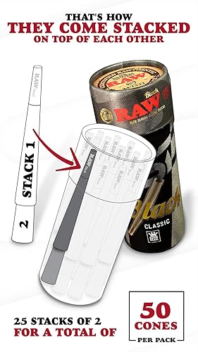 Miniatura 2 de RAW Black Cones King Size Paquete de 50 Papel de liar preenrollado natural prensado extrafino para papel fino, de combustión lenta, naturalmente
