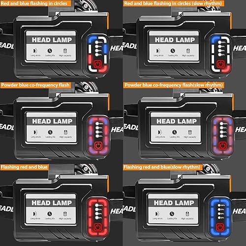 Miniatura 7 de Bud K Linterna frontal recargable, súper brillante con 5 modos, sensor de movimiento con batería incluida, faros impermeables para camping, caza,