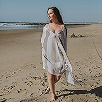 Vista 6 de InfuseZen Toalla turca grande con parte trasera de rizo suave, toalla de baño con forro peshtemal a rayas, toalla de baño fina de gran