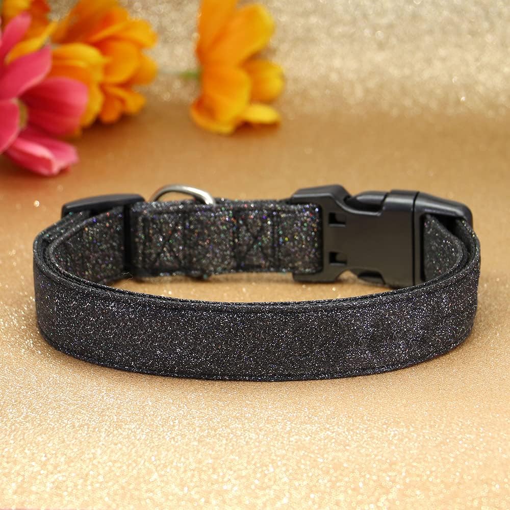 TDTOK Glittering Basic Dog Collar, Comfy & Durable Bling Dog Collar for Small Medium Large Dogs with Eco-Friendly Plastic Buckle, Adjustable Stylish Nylon Dog Collars, Fit Necks: 9.8-22.4’’ : Pet Supplies