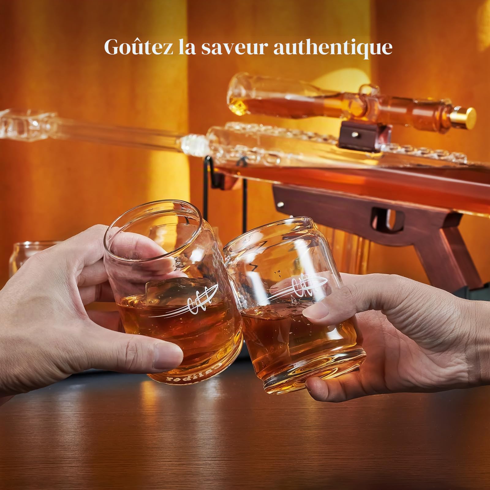 Cadeaux pour homme, papa, ensemble de carafe à whisky Kollea pour homme, ensemble de décanteur avec 4 verres à balles et télescope de visée, idée de cadeau de Noël, d'anniversaire, distributeur