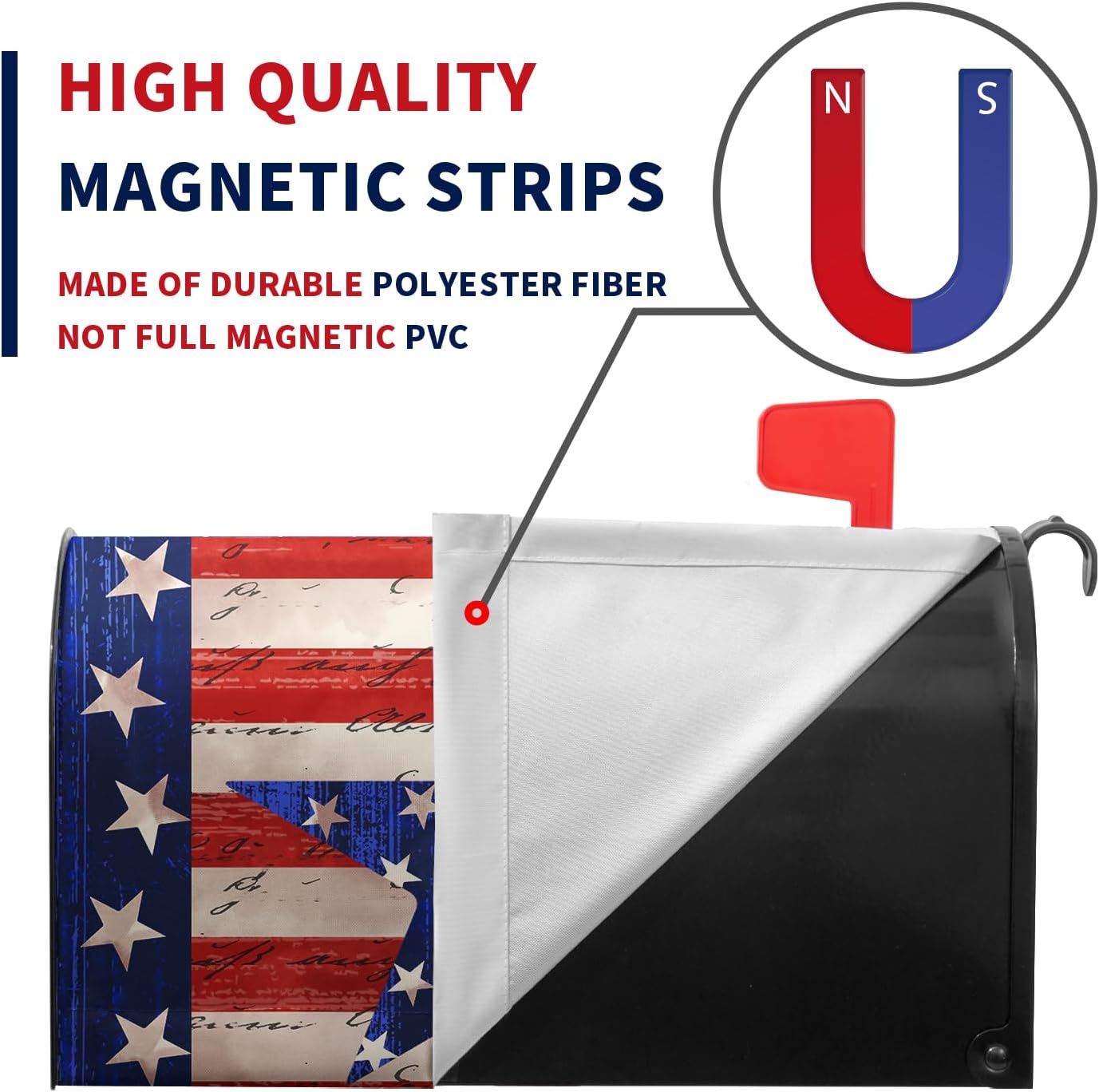 America Flag Mailbox Cover Large Size Magnetic Patriotic Star Mail Box Wrap 4th of July Memorial Letter Post Box Cover Independence Day Mailbox Covers for Outside Oversized 25.5 X 21 Inch