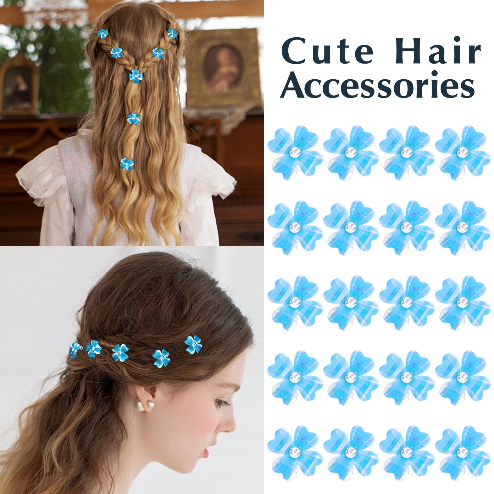 Amazon.co.jp: YISSION ミニブルーフラワーヘアクリップ ライン
