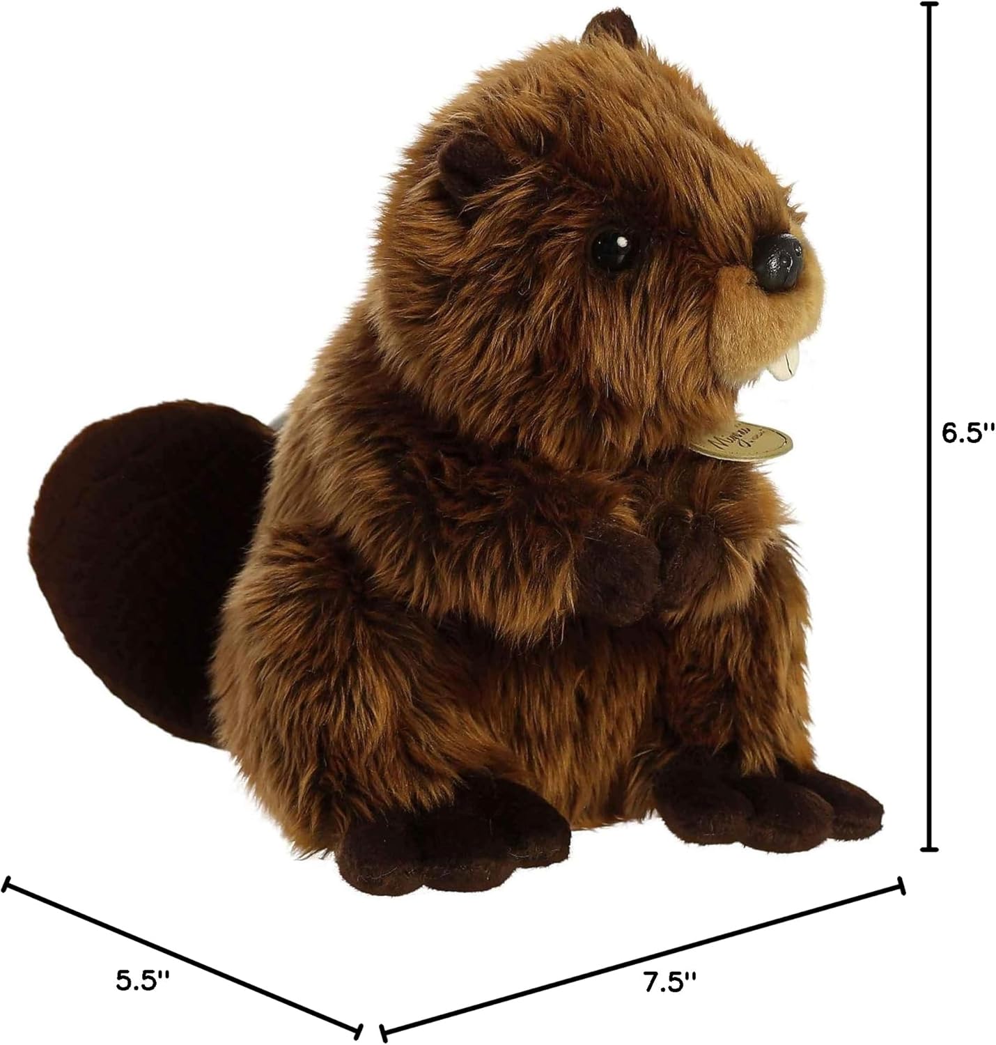Aurora® Realistic Miyoni® Beaver Stuffed Animal - Lifelike Details Make a Cherished Companion - Perfect for Decorating Bedrooms or Classrooms - Brown 7.5 Inches