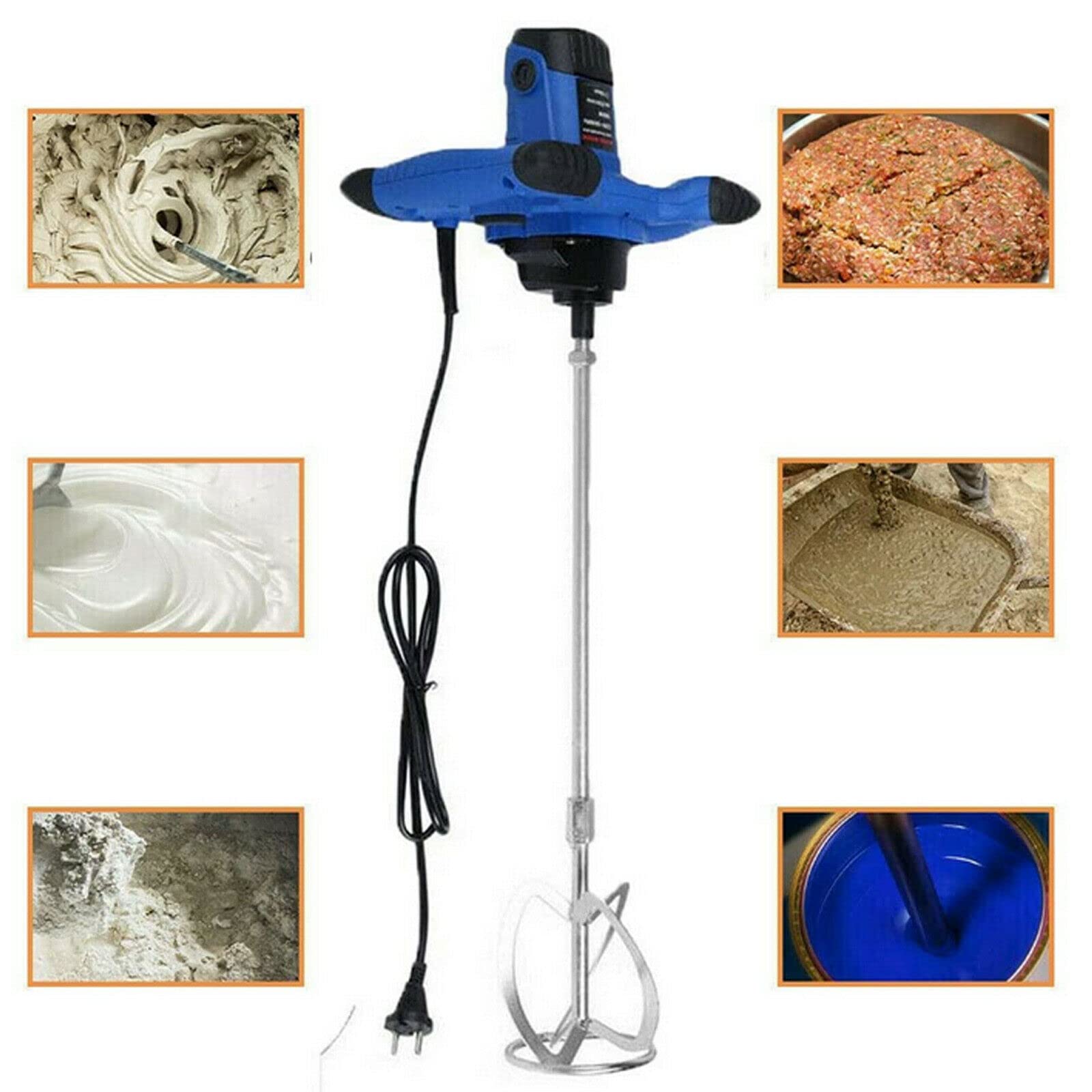 Mélangeur à béton portable, outil mélangeur électrique 2600 W, avec 6 vitesses, pour mélanger les boues de ciment, le mortier, le revêtement de peinture et le perçage