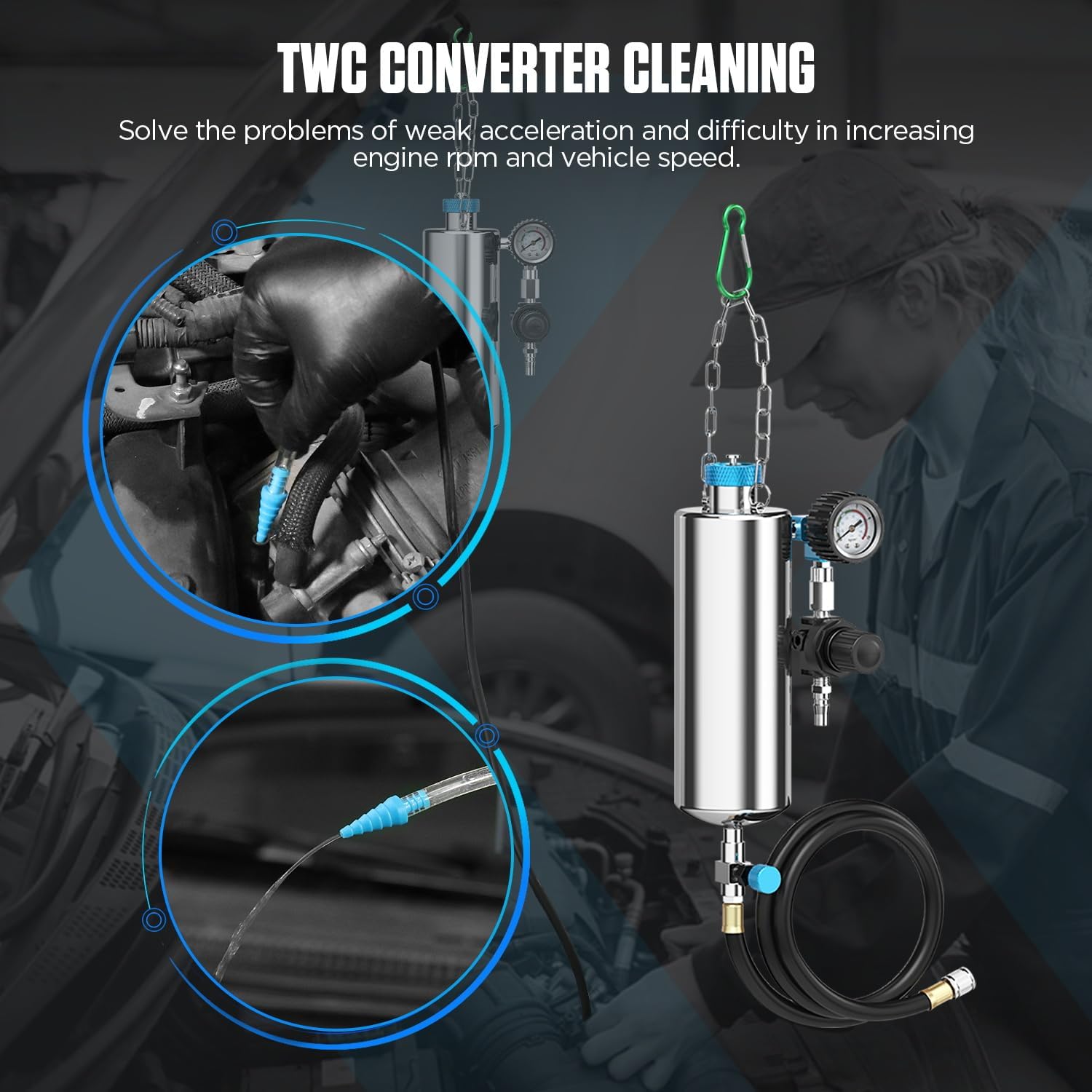 C80 & CT160 Combo Fuel Injector Cleaner and Tester Machine,1000ML 150PSI Disassembly-Free Automotive Fuel Injector Cleaner Machine,4 Cylinders Upgraded Ultrasonic Fuel Injector Cleaner Tester Machine