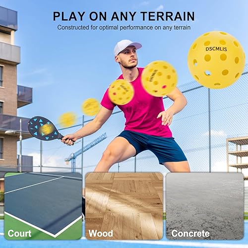 Miniatura 5 de Paquete de 6 bolas de pickleball de alta calidad, 40 agujeros de alta elasticidad para exteriores, 3 bolas amarillas + 3 verdes duraderas para