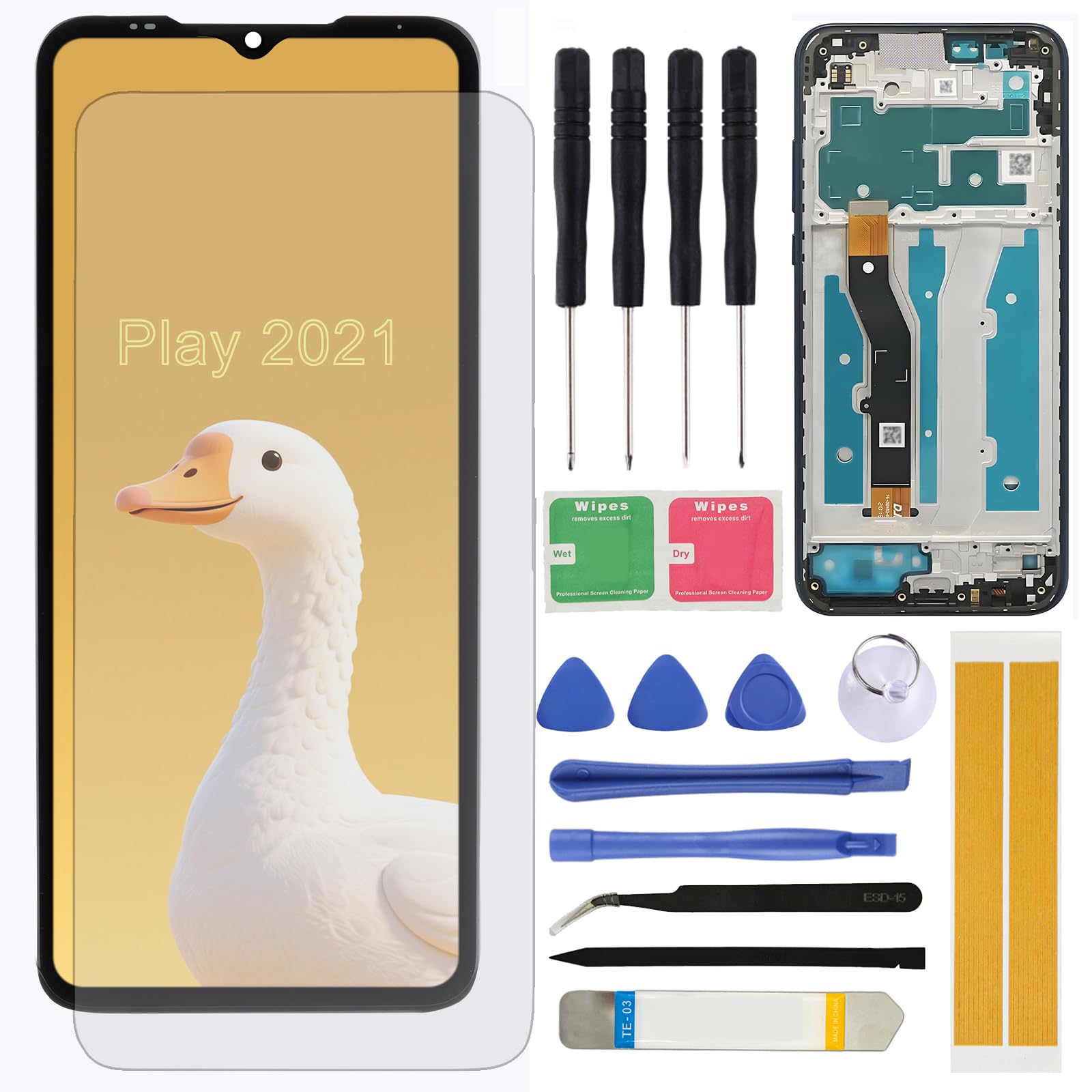 LCD Screen Replacement for Motorola Moto G Play 2021 6.5inch XT2093 XT2093-3 XT2093-6 XT2093-7 Assembly LCD Display Touch Screen Digitizer with Frame