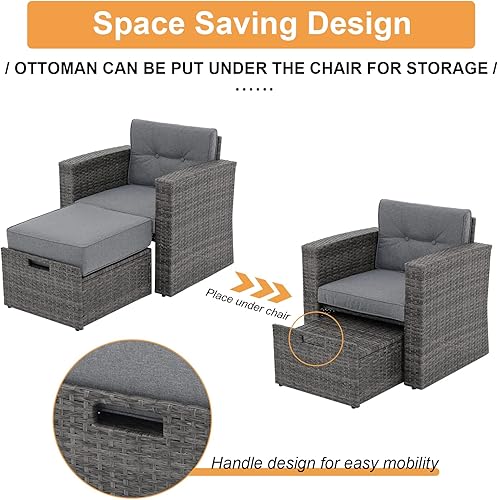 Miniatura 13 de Super Patio - Muebles de jardín, 8 piezas de muebles para exteriores - Juego de muebles modulares de mimbre con mesa de almacenamiento, cojines